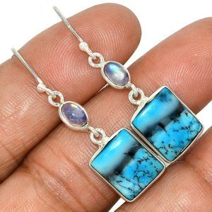Dendrite Blue Opal & Rainbow Moonstone Solid Silve